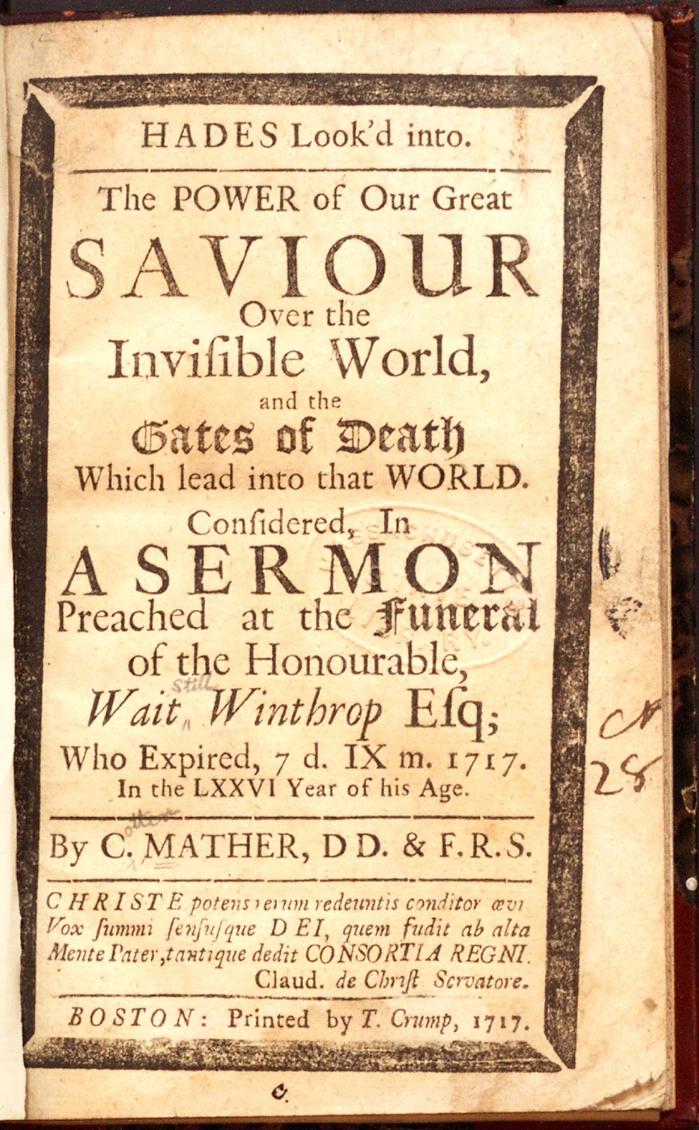 State Library of Massachusetts Funeral Sermons A Useful Genealogical