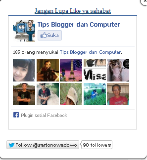 cara membuat like box facebook dan twiter di blog