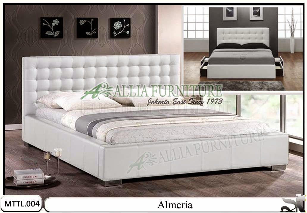 Tempat tidur laci model minimalis kulit almeria Tempat tidur laci model minimalis kulit almeria