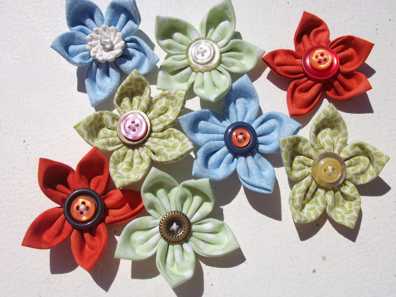 Made with my two hands Fabric and button flowers