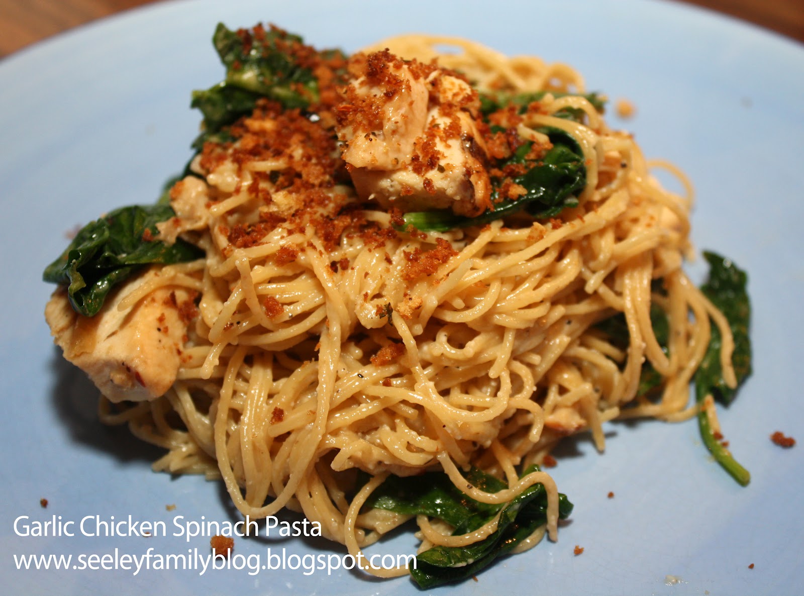 more than 9 to 5...my life as "Mom" Garlic Chicken Spinach Pasta