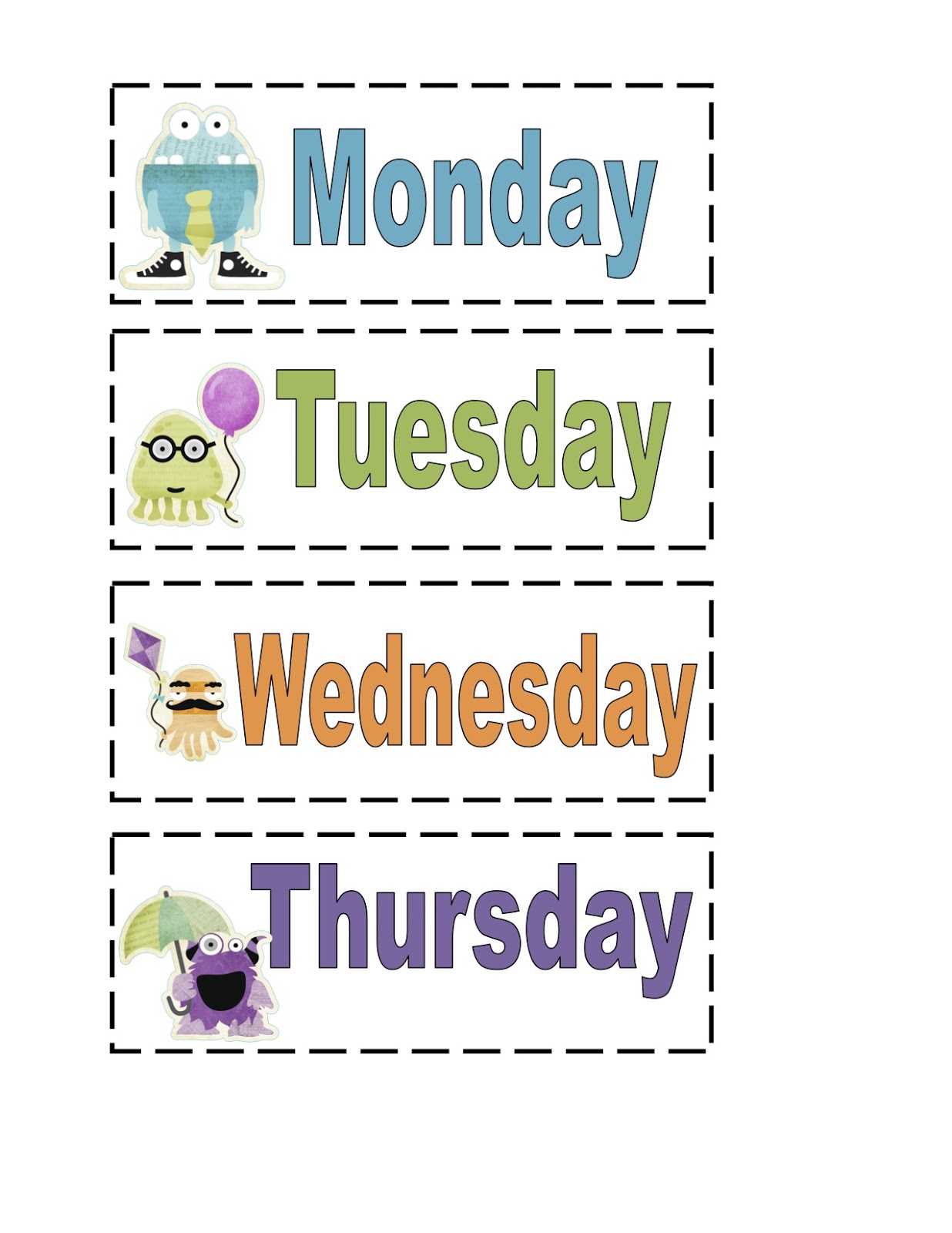 days of the week template