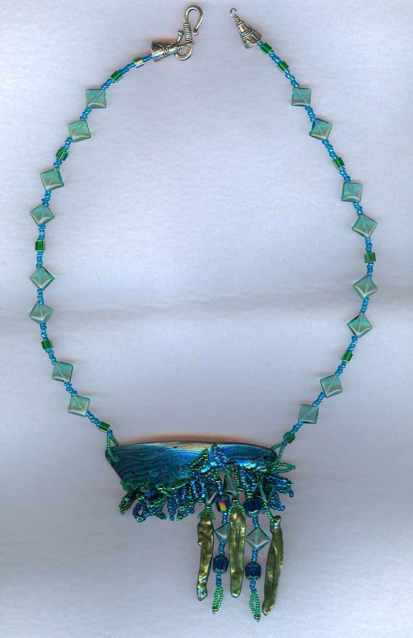 Paua shell necklace waterfall style