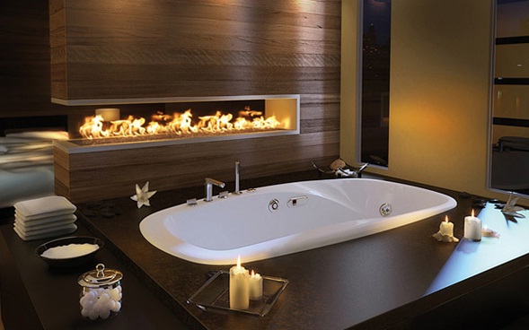 Decora y disena: bañera de lujo con chimenea moderna para el ...