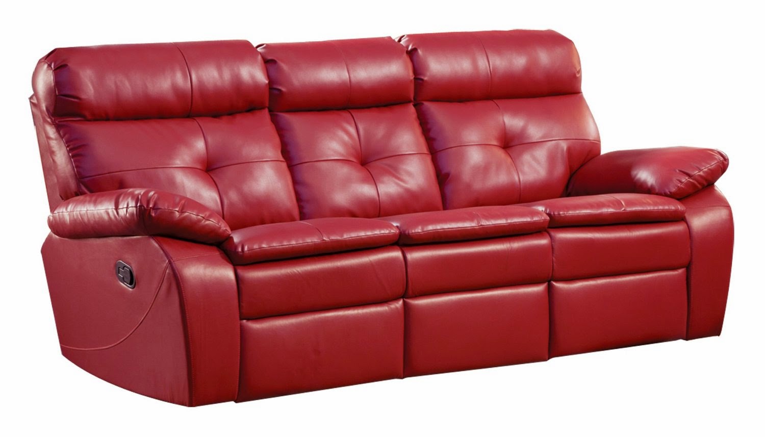 red leather reclining sofa