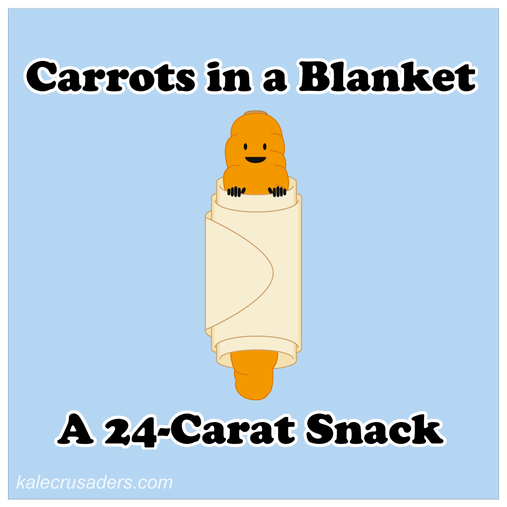Carrot in a Blanket, Vegetarian Pigs in a Blanket, Vegan Pigs in a Blanket, a 24-carat snack