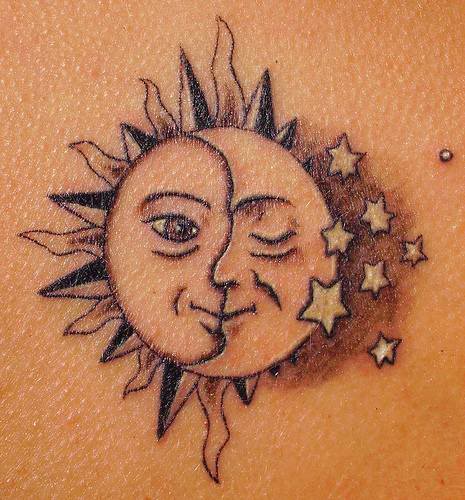 Sun moon stars tattoo design
