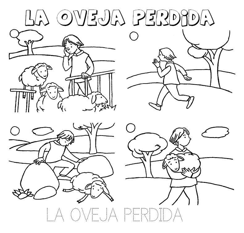 Parabola de la Oveja Perdida para colorear ~ Dibujos Cristianos Para