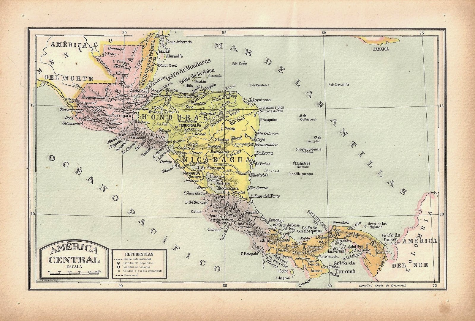 Cosas Elegidas: Mapas. America Central. 1948