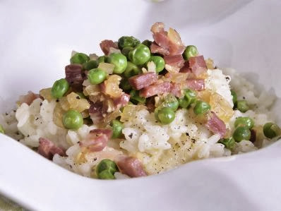 Arroz Cremoso Con Guisantes Y Jamón
