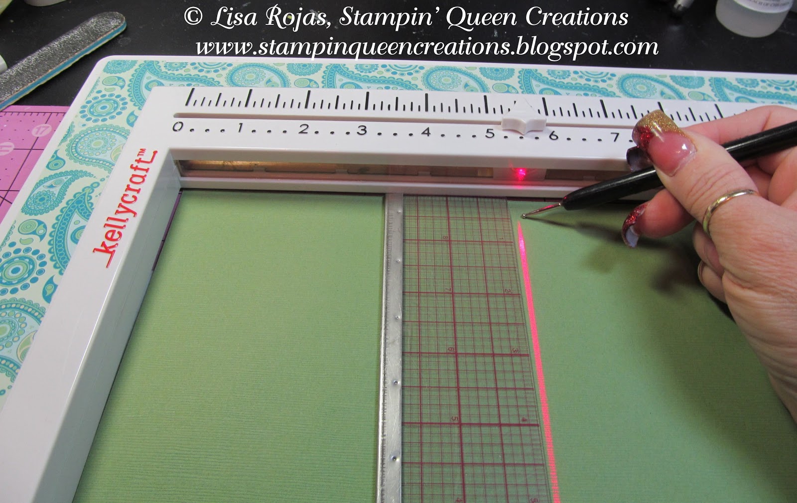 KellyCraft Blog Use your Laser Square to score your cardstock!