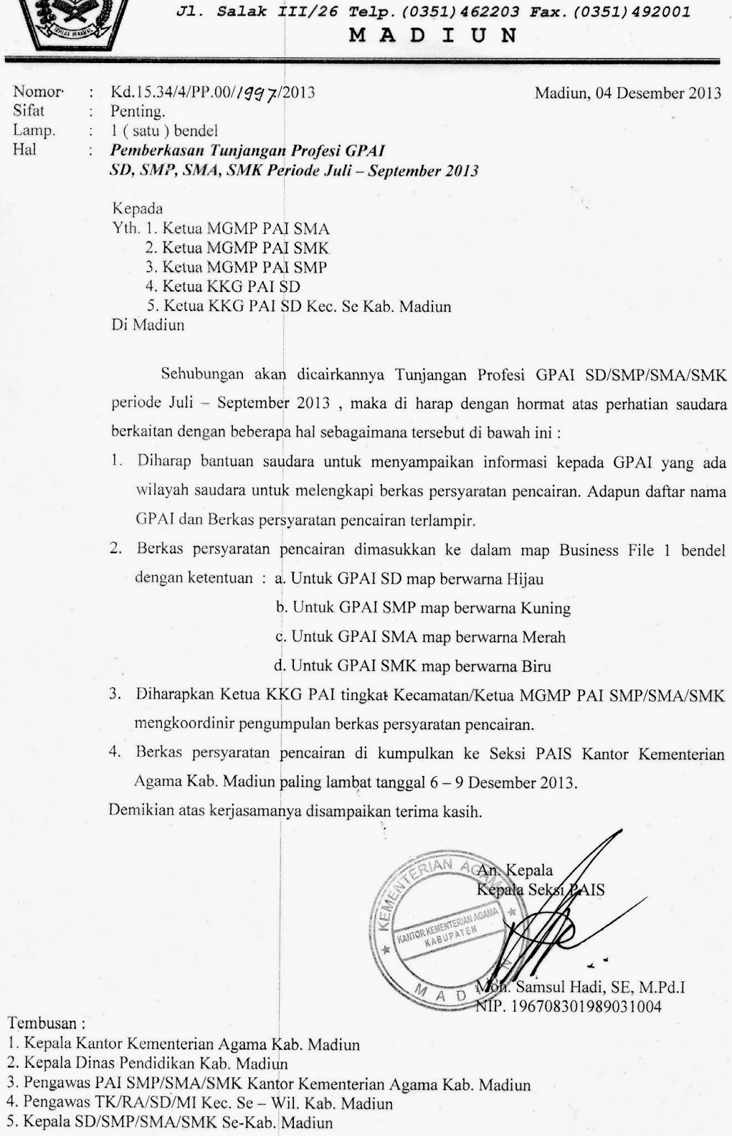 MGMP PAI SMP KAB. MADIUN PEMBERKASAN TUPROF 2013