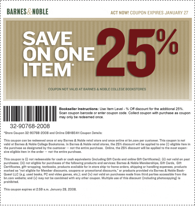 Barnes and noble coupon code september 2018