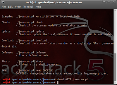 Hacking Joomla Blod Using BackTrack Screenshot-root@bt:+-pentest-web-scanners-joomscan