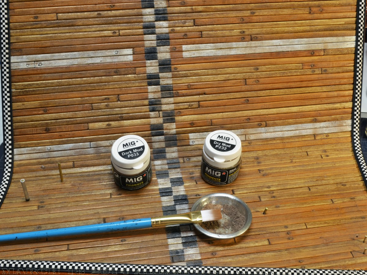 dusting the boardtrack with some MIG pigments Miniatures