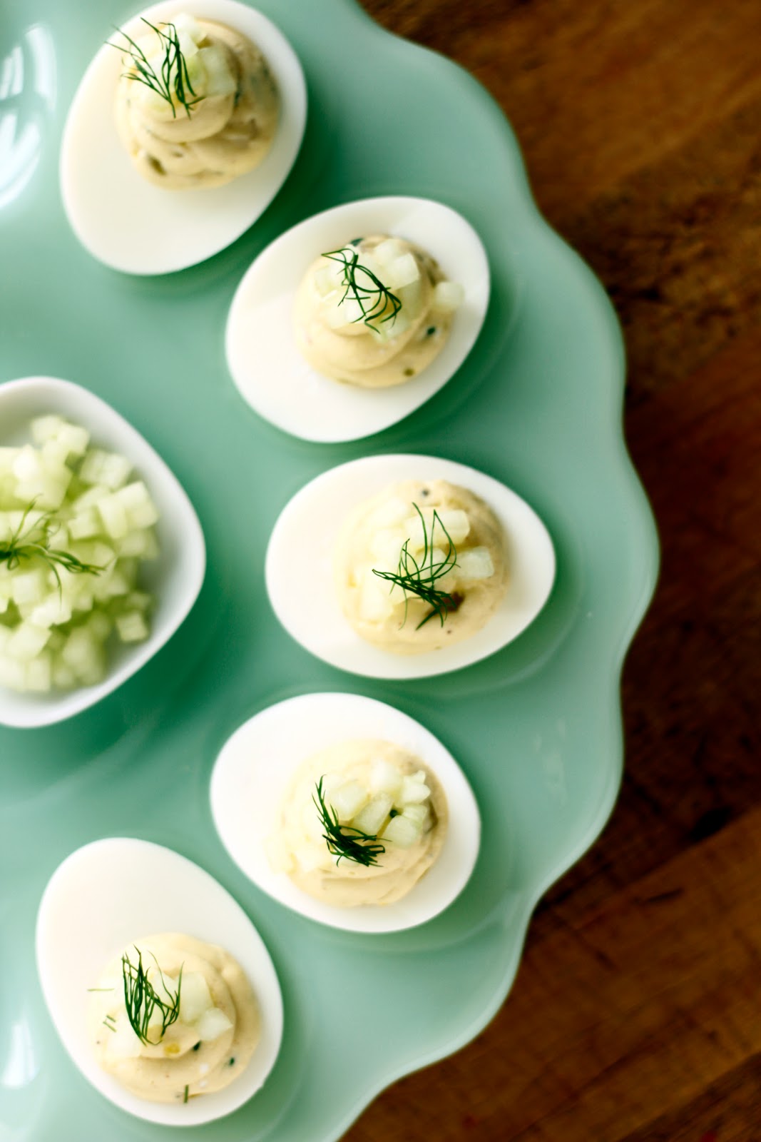 Dairymaid Diary Deviled Eggs with Chevre & Cucumber Caviar