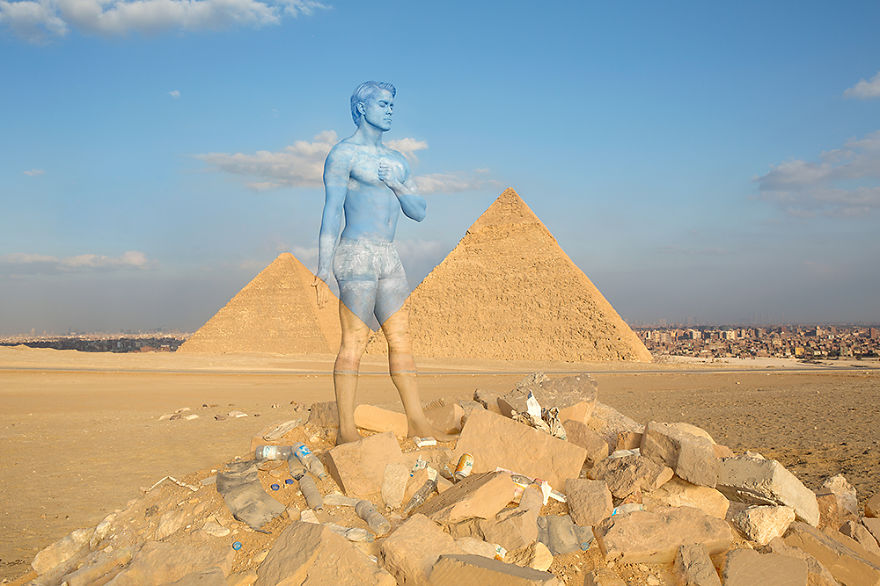 Pyramids of Giza, Egypt - I Camouflaged A Model Into The Seven Wonders Of The World Pyramids of Giza, Egypt - I Camouflaged A Model Into The Seven Wonders Of The World