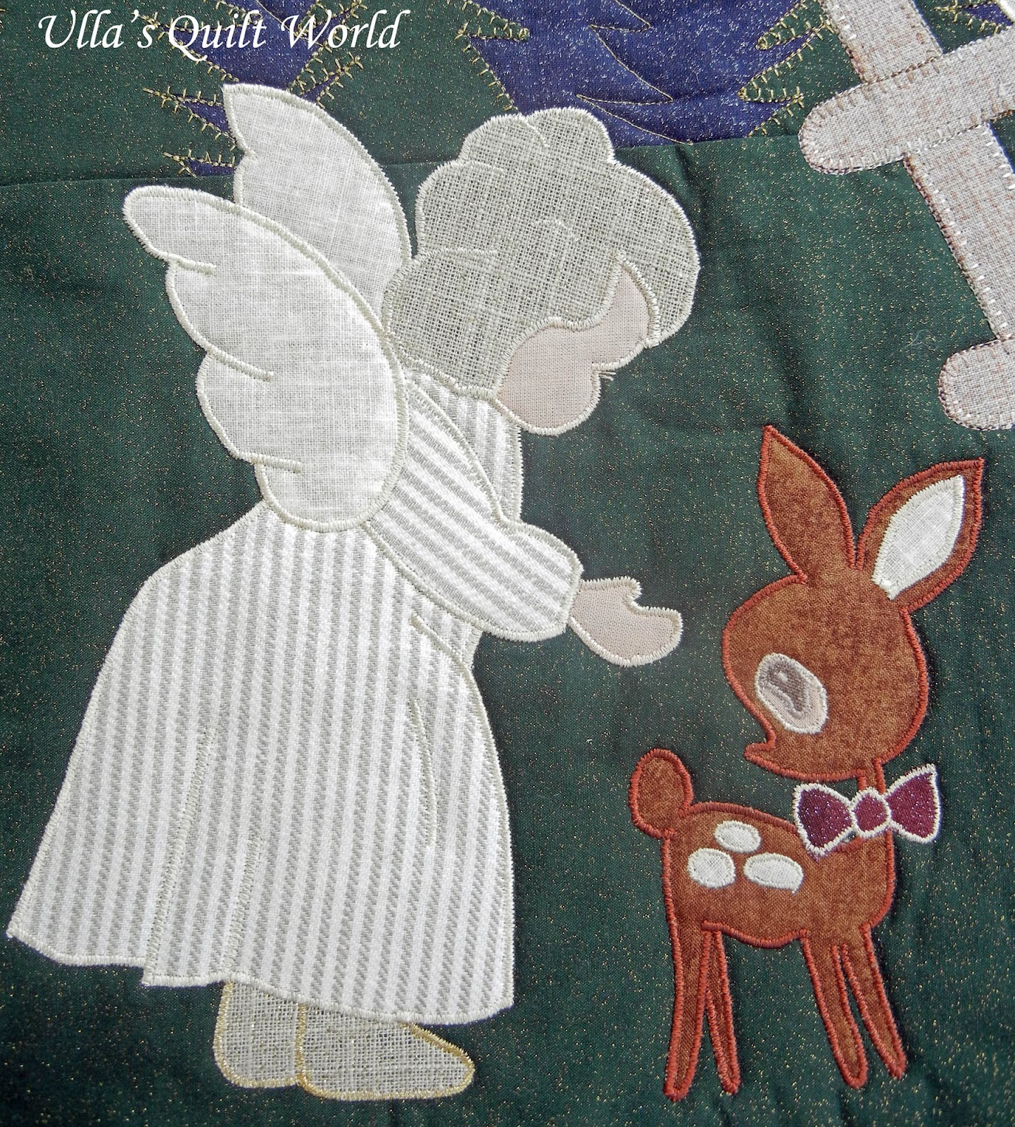 Ulla's Quilt World Angel quilt wall hanging Angels on the stairs