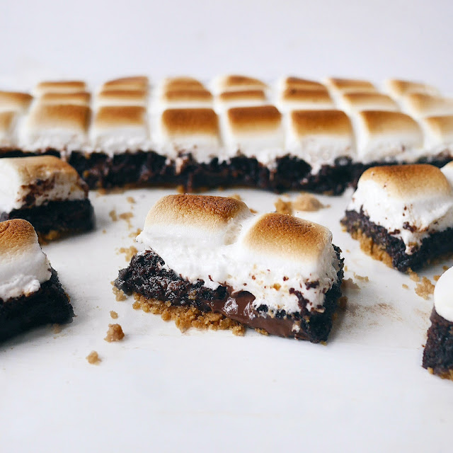 yellowfingers {Recipe} Nutellastuffed Smores Brownies