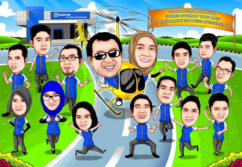 Jasa Karikatur Bikin Karikatur Di Medan Telp Wa 085296202126 Karikatur Perpisahan Bank Bri Willem Iskandar