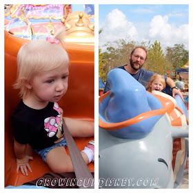 children on Dumbo at Walt Disney World