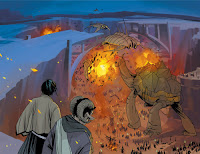 Saga issue one (#1) battle image, pages 40-41 Saga issue one (#1) battle image, pages 40-41