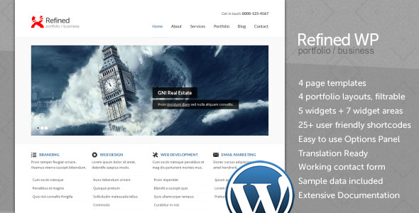 Refined WP corporate and business WordPress Theme Free Download by ThemeForest.