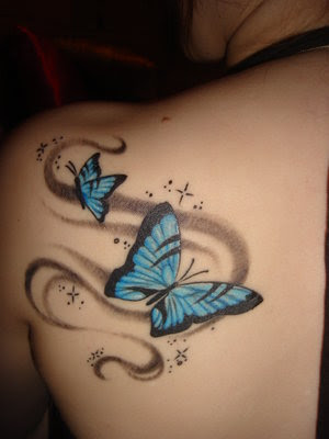 Female Angel Tattoos Design on Upper Back Butterfly tattoo designs