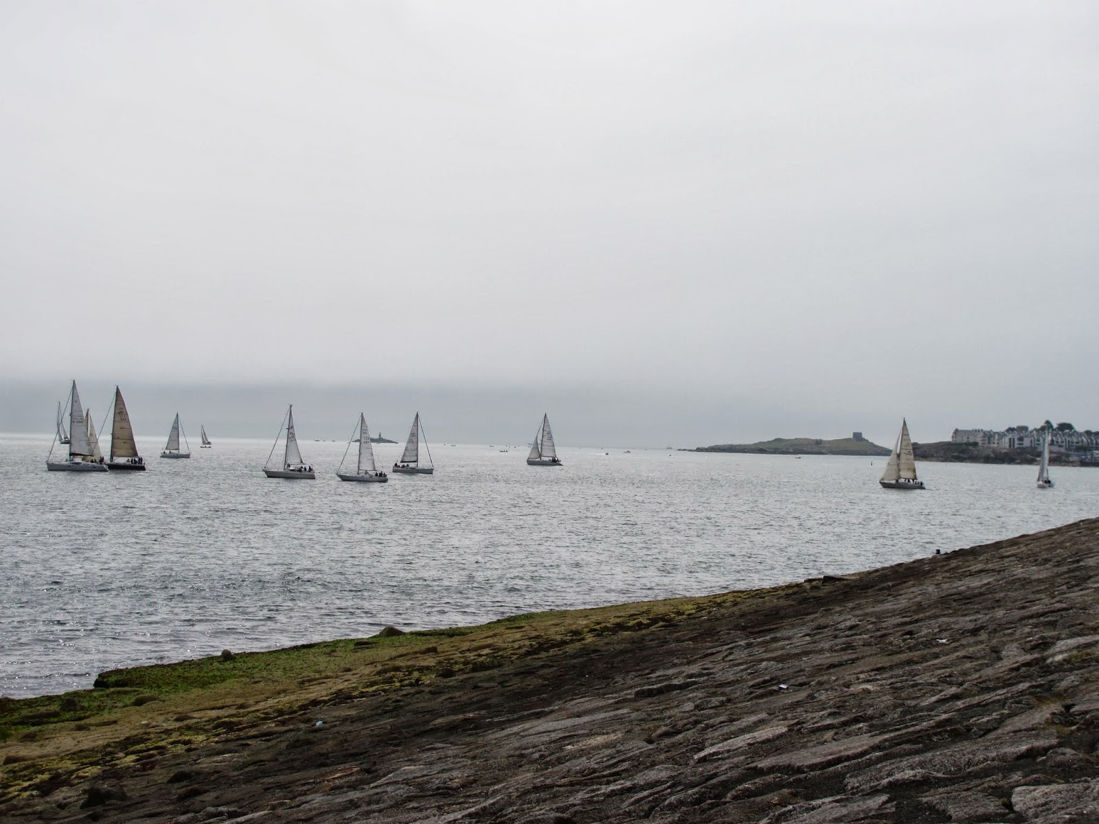 Bunching Up Sailboats are grouped together in Dublin Bay at Dun Laoghaire, Co. Dublin, Ireland