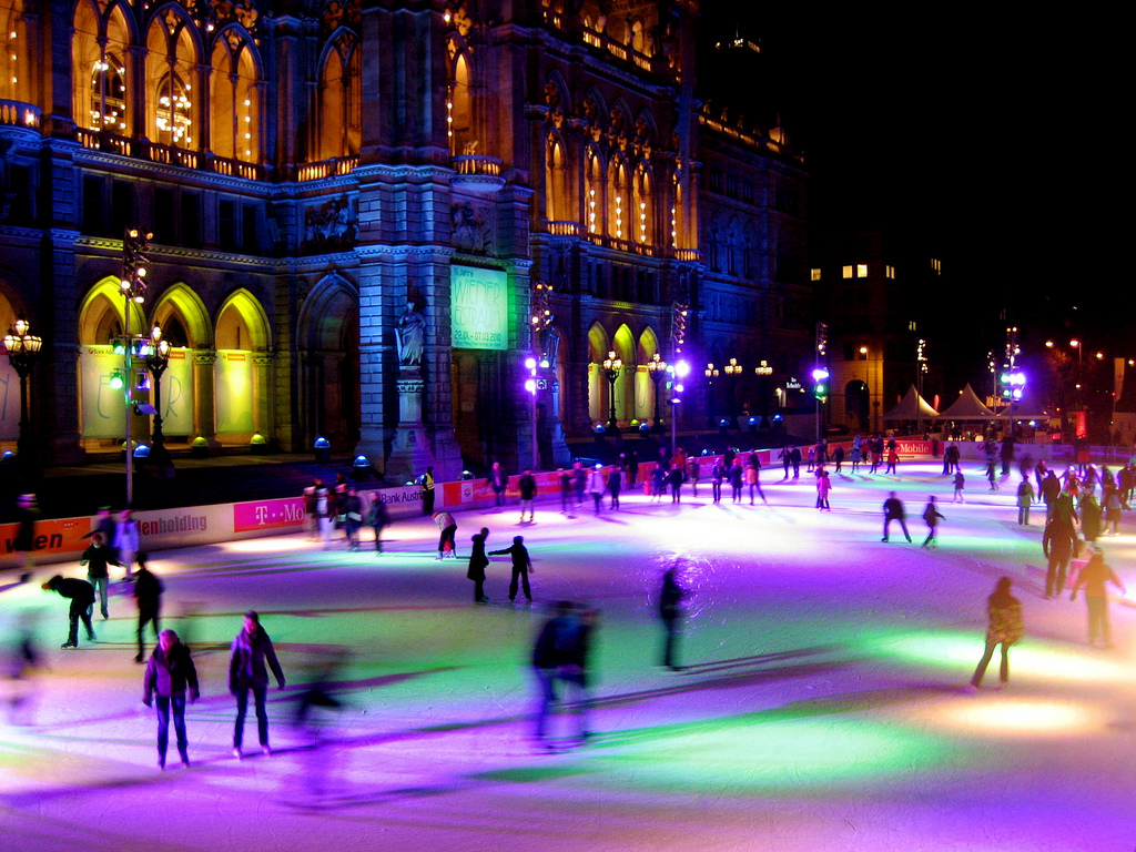 IES Abroad Photo of the Day Ice Skating in front of the Rathaus