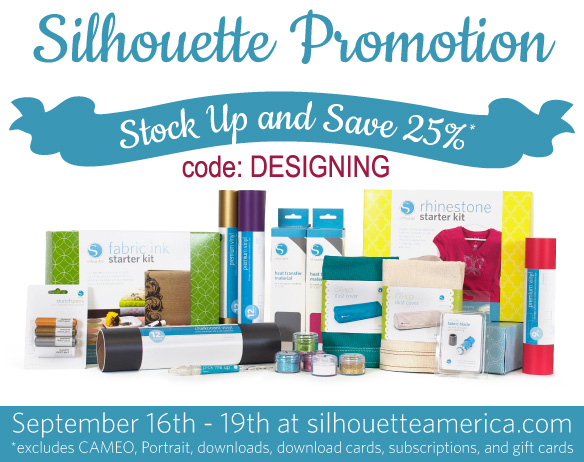 Use code: DESIGNING and save 25% off at http://www.silhouetteamerica.com/  #silhouette #silhouettepromotion #silhouettesale