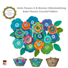 Häkelanleitung Boho Flowers 3-D-Blumen