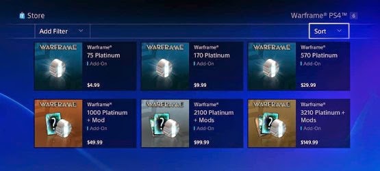 warframe platinum prices