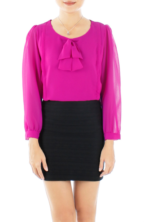 Enchant Double Bow Blouse with Long Sleeves