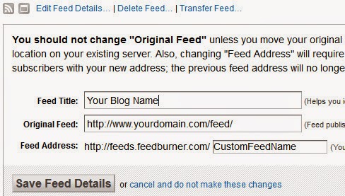 Feedburner settings