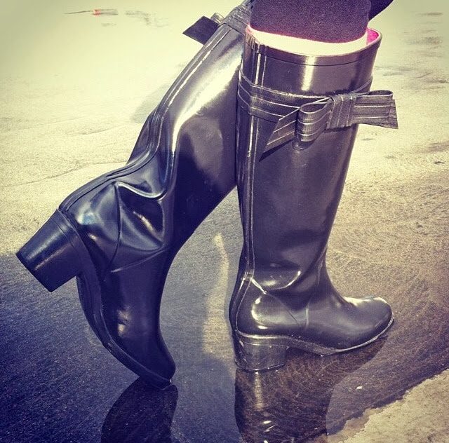 Kate spade black rain boots