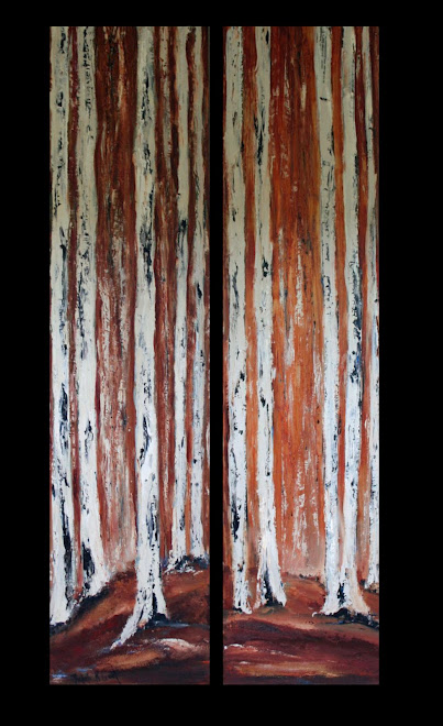 Birch Sienna Pair Oil on Board 12x48 each panel