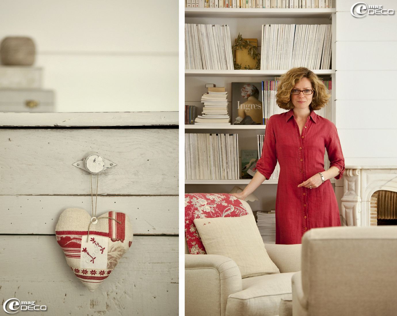 Marine dans son salon-bibliothèque, Thé et graminées, photo David Morganti