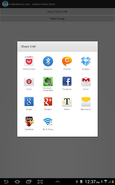 Android Share Intent - share text or url Android Share Intent - share text or url