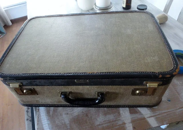 Red cross inspired vintage suitcase, by Behind the Red Door, via I Love That Junk