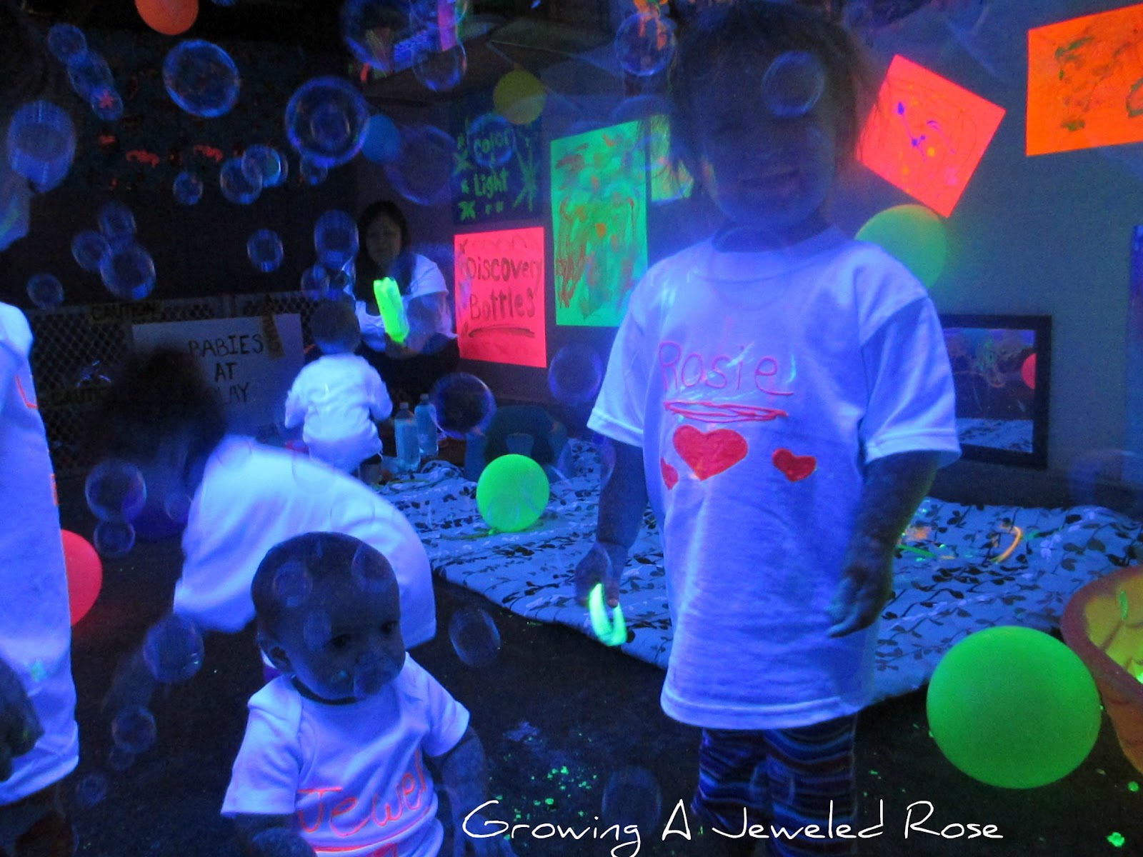 Black Light Themed Group Sensory Play Growing A Jeweled Rose