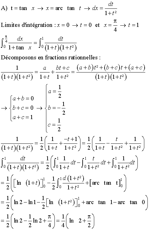 Solution d'exercice 8 d'intégrales et de primitives