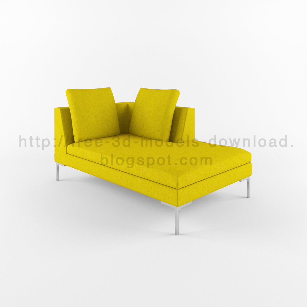 3d модель, 3d model, b&b, Charles, couch, free download, furniture, Italia, yellow, кушетка, скачать бесплатно
