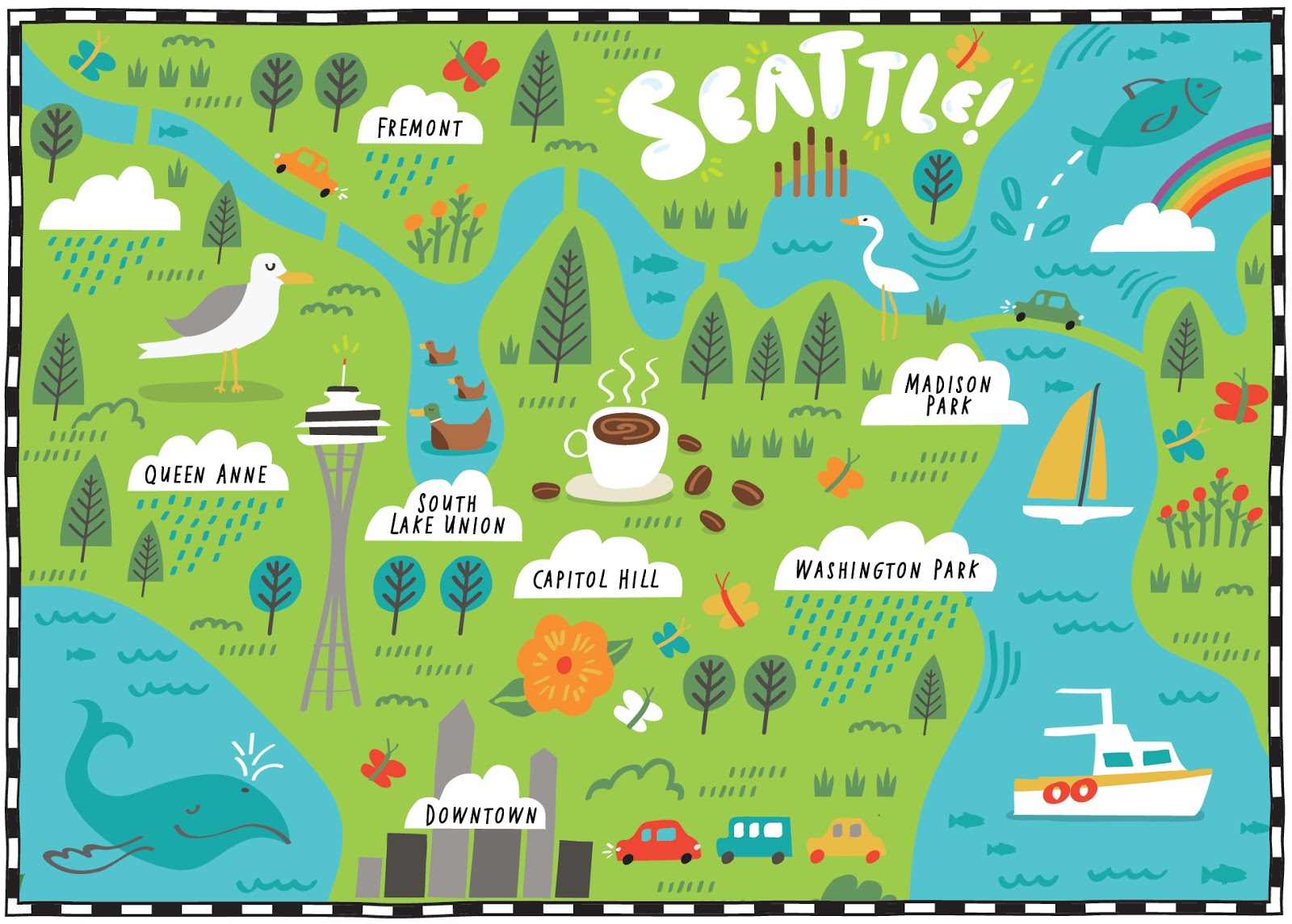 I Draw Maps Illustrated Map of Seattle for The Wall Street Journal