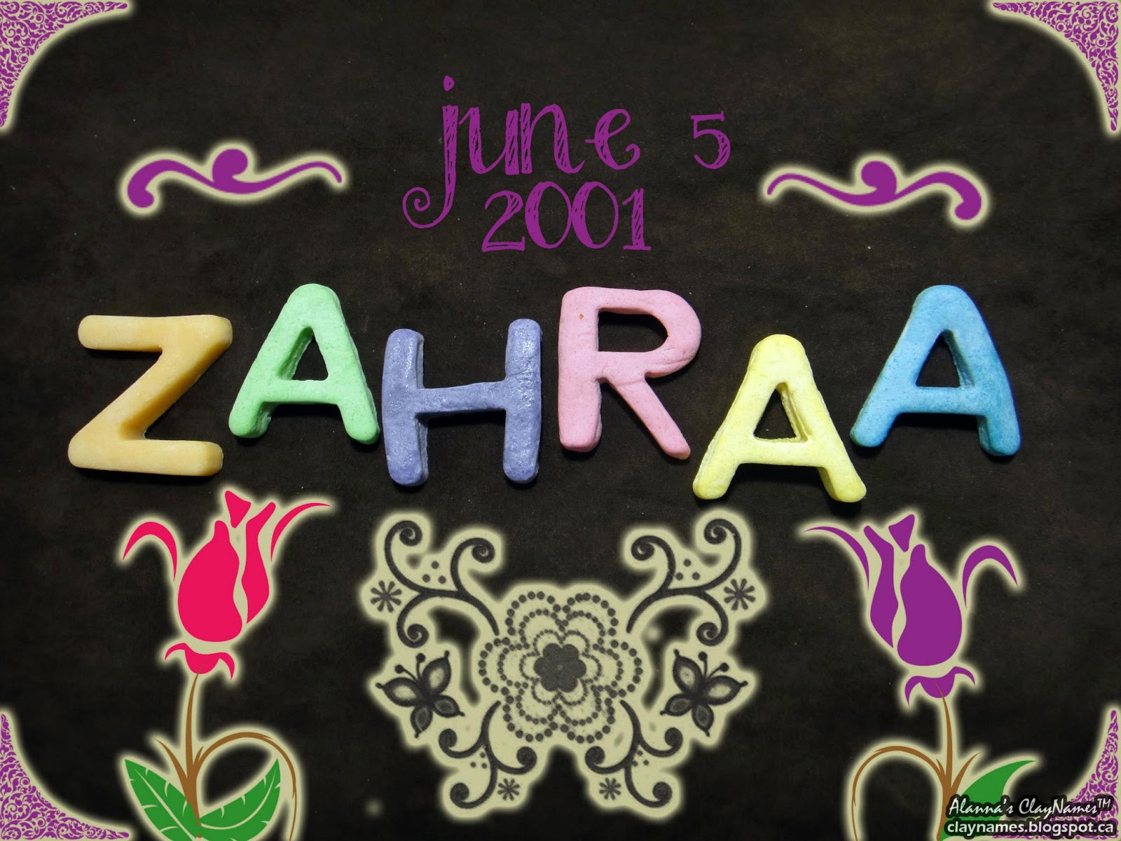 Baby Alanna's Clay Names Zahraa