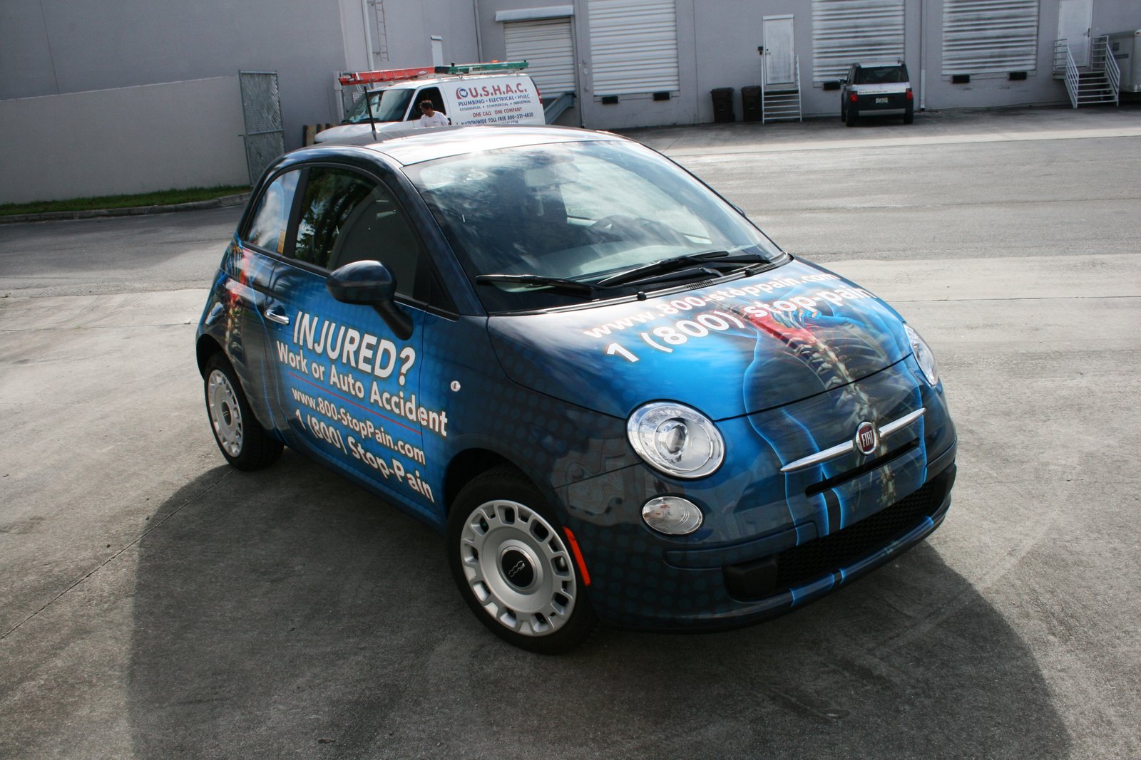 Palm Beach Gardens Fiat 500 Car Wrap for Palm Beach Back Pain Clinic by
