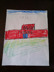 Picture of his school that he drew and that was chosen to be part of a permanent school banner!!