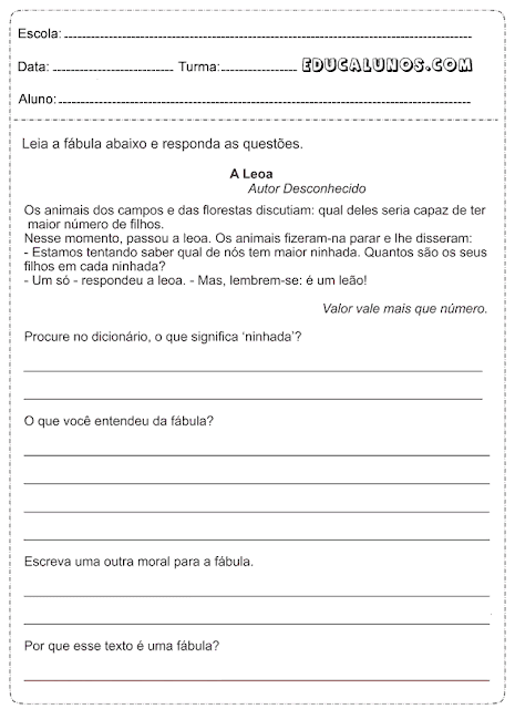 Leia a fábula e responda as questões