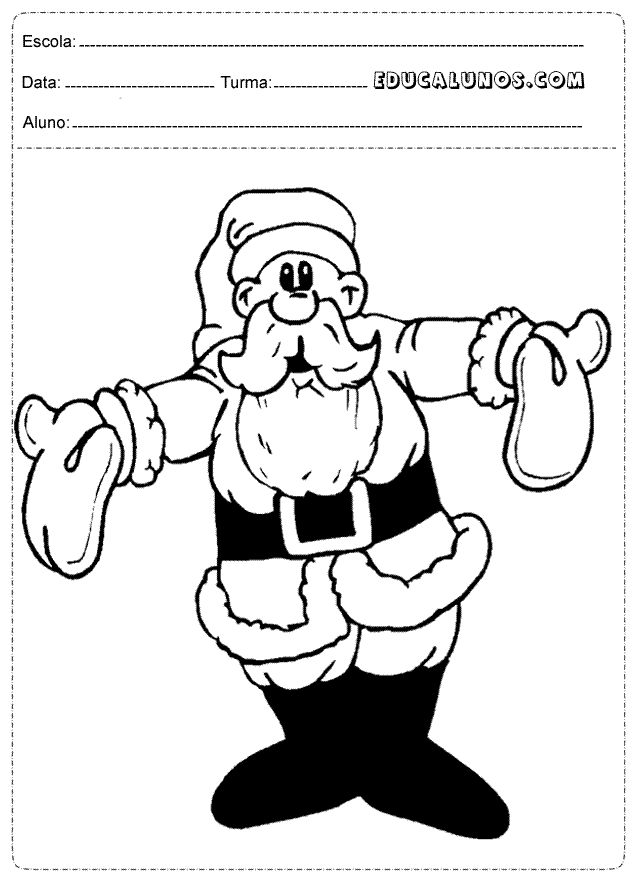 Papai noel de braços abertos para colorir