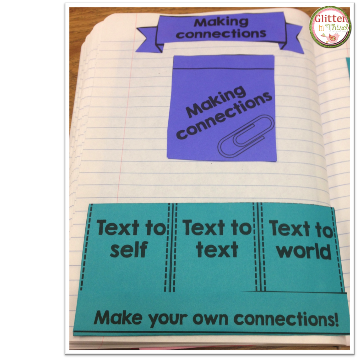 Glitter in Third Interactive notebooks Tips & tricks